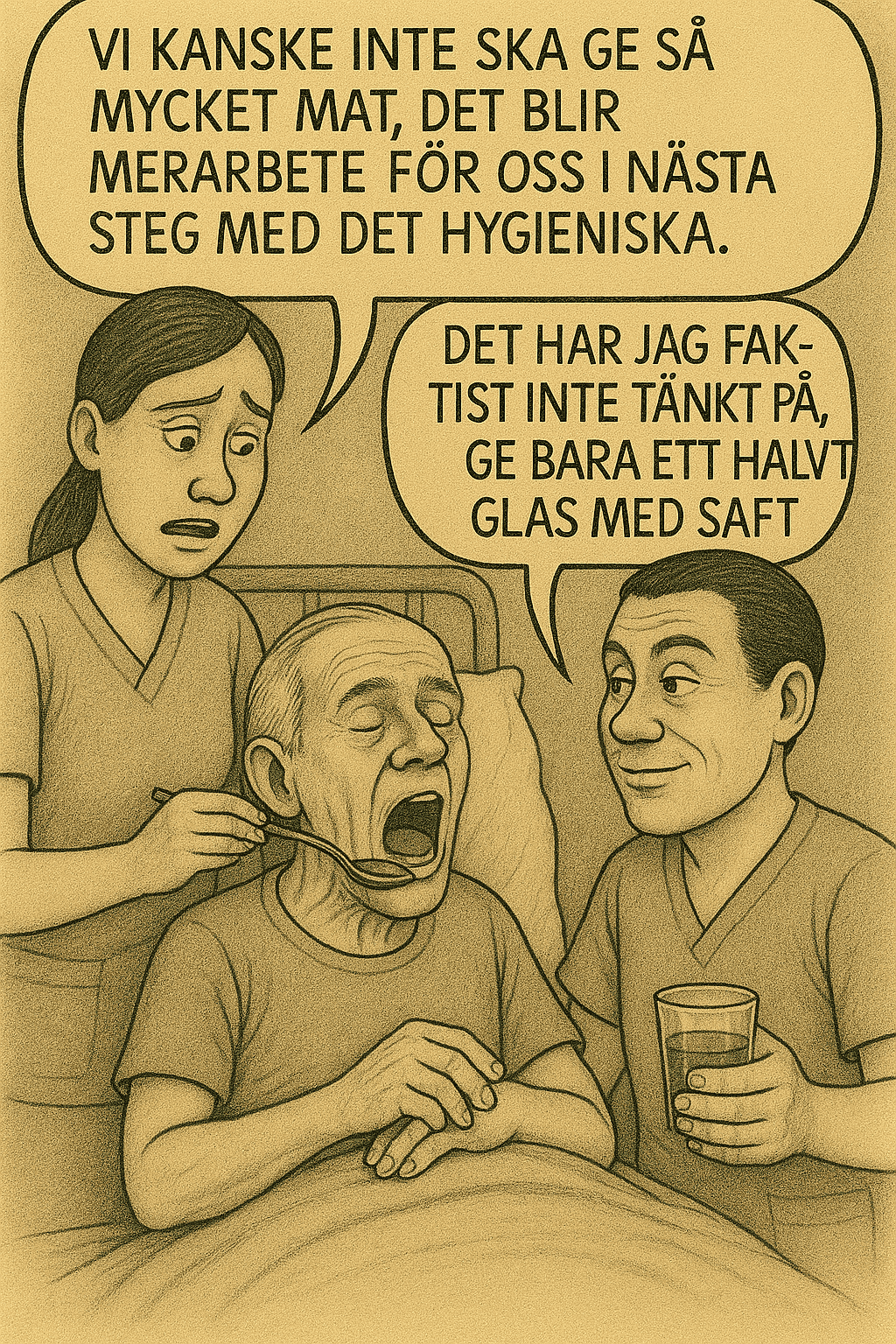 Vårdpersonal som vill göra det lätt för sig till bekostnad av en sämre livskvalitet för brukaren.