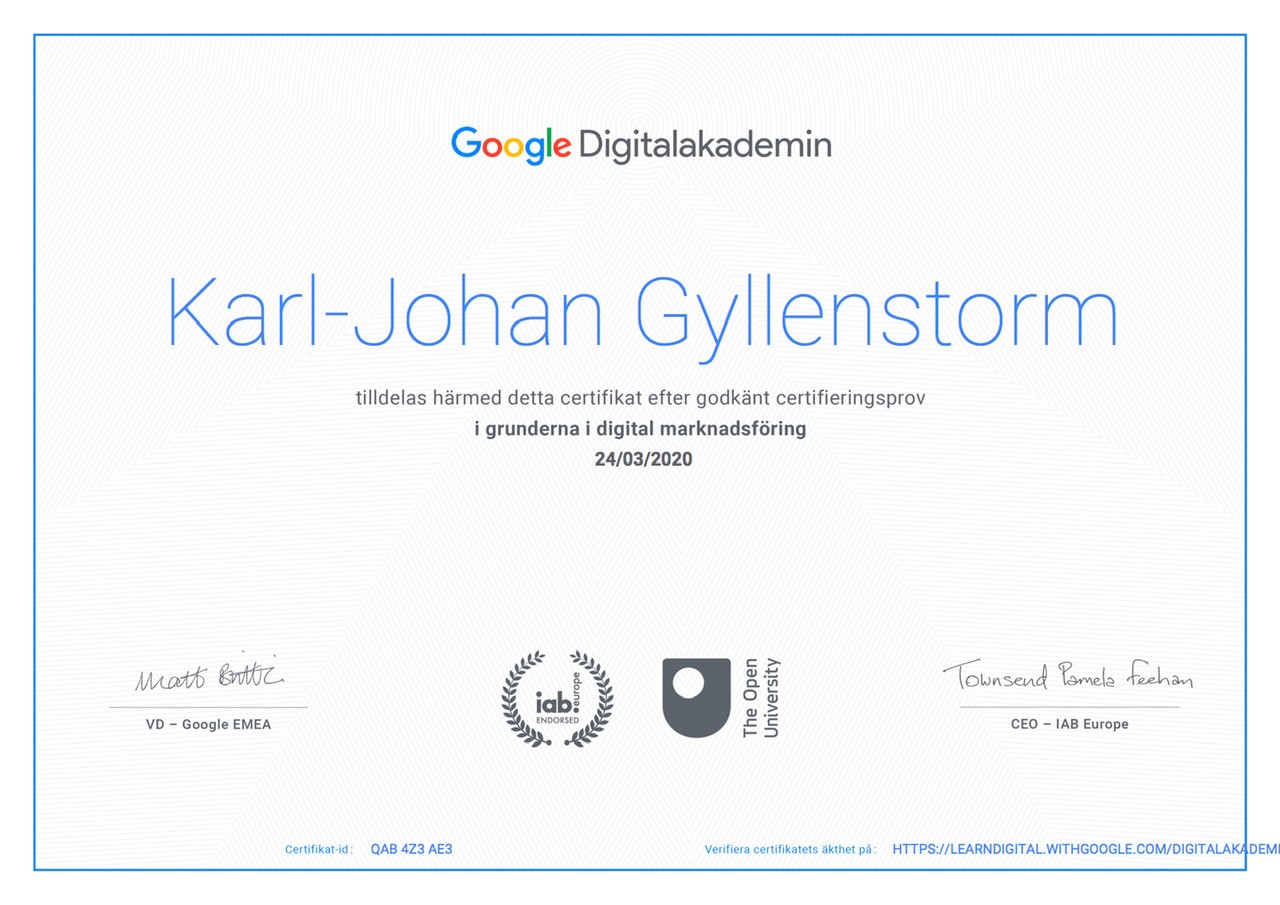 Digital Marketing - Karl-Johan Gyllenstorm