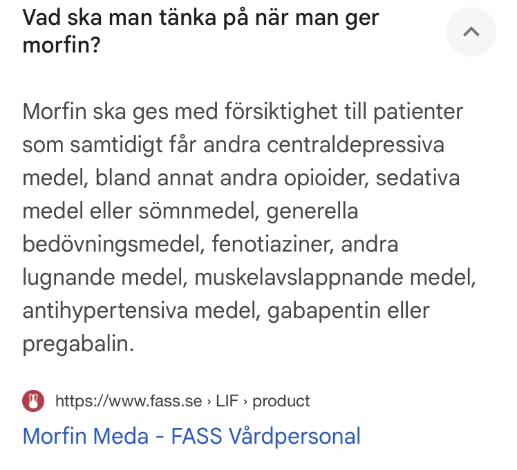 Morfin i kombination med Oxynorm och Gabapentin avrådes - FASS