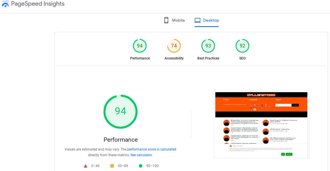 Google Page Speed Insights