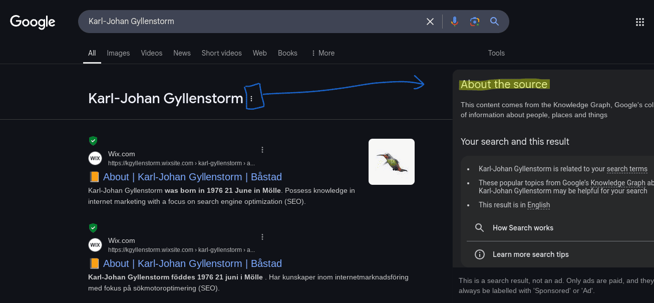 Google Knowledge Graph - Om källan - Karl-Johan Gyllenstorm