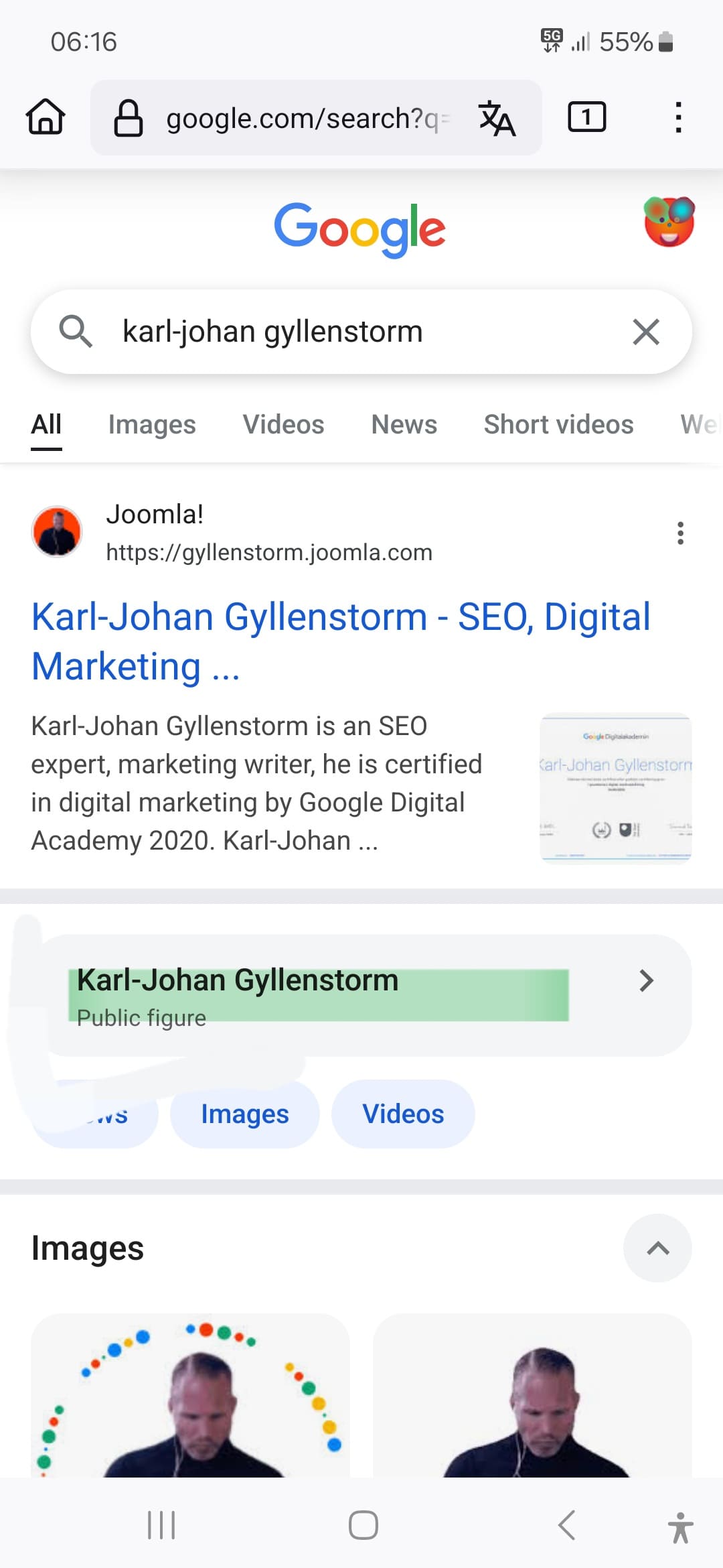 Google Knowledge Graph - I mobil webbläsare (1) - Karl-Johan Gyllenstorm